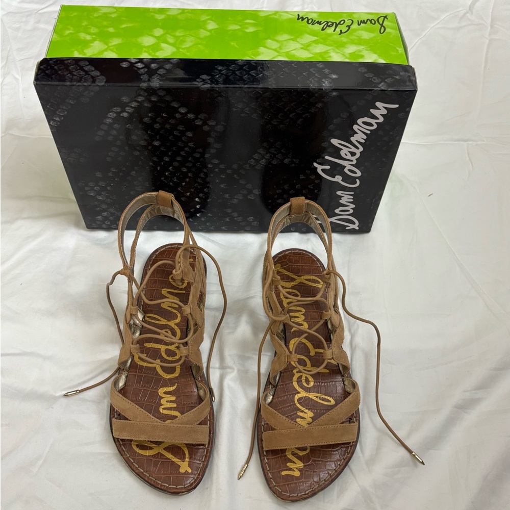 Sam Edelman Tan Leather Lace-up Sandals